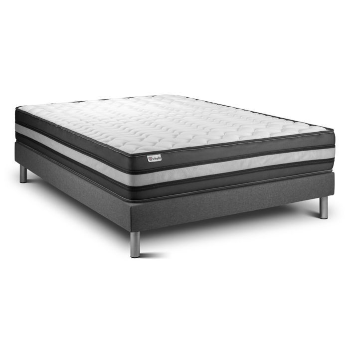 Matratze und Lattenrost-Set 160 x 200 cm – Grauer Lattenrost (Montage erforderlich) – Vital Power Zen Grau