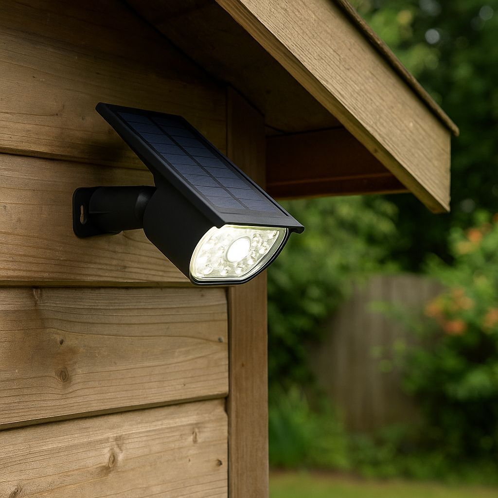 Foco solar para plantación - GALIX - G2603 - 300 lúmenes. Iluminación dual (opción de aplique de pared disponible). Sensor de movimiento.