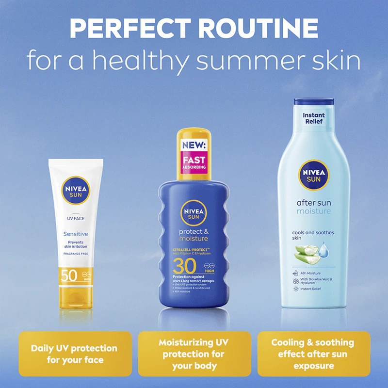 NIVEA SUN Protect & Moisture vlažilni sprej za sončenje ZF 30