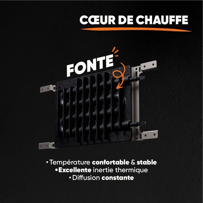 BESTHERM MOTU 1500W Cast Iron Dry Inertia Fixed Electric Radiator - Horizontal, White - NF