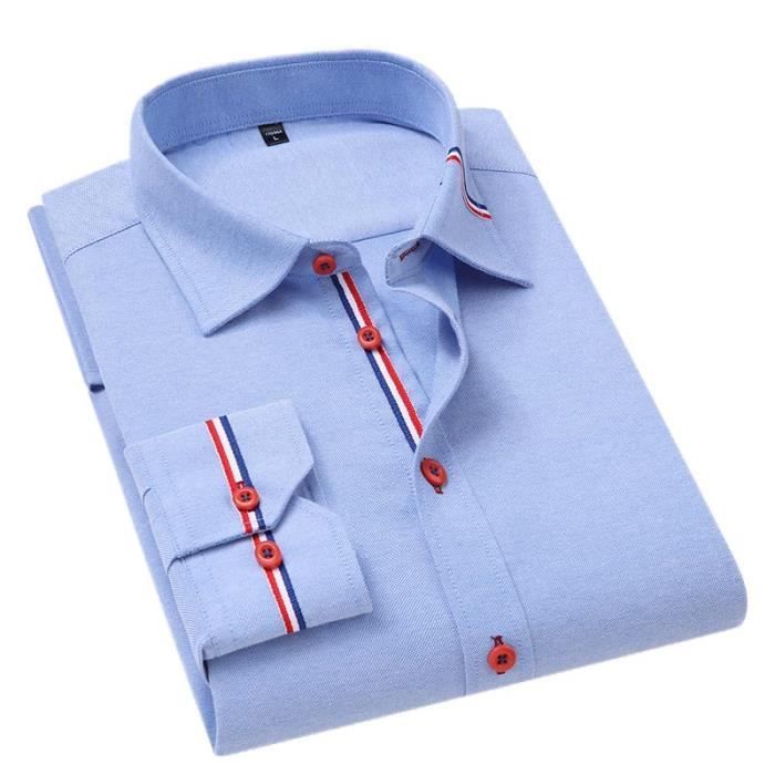 Men's Slim Fit Oxford Shirt, Long Sleeve Casual Shirt, Solid Color, Comfortable - Sky Blue