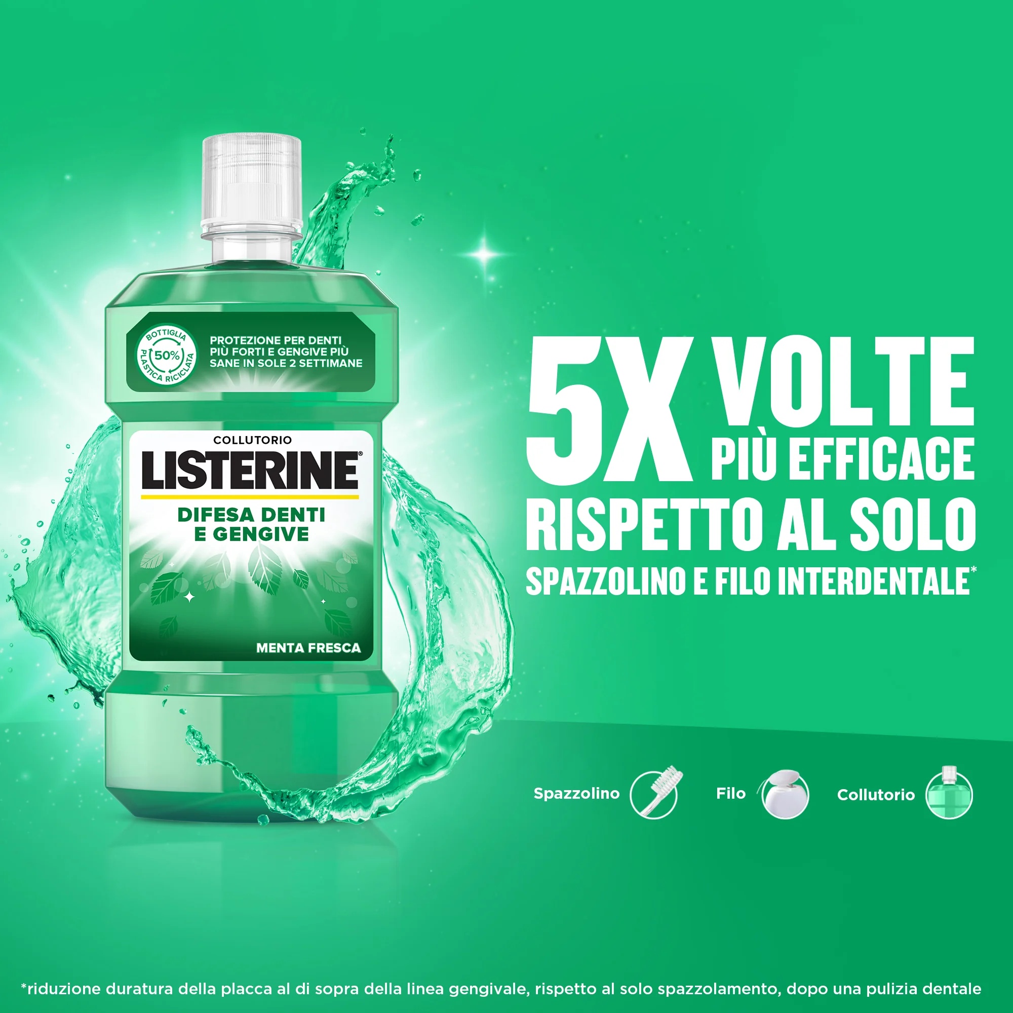 LISTERINE Enxaguante bucal Listerine para dentes e gengivas 500 ml com efeito prolongado