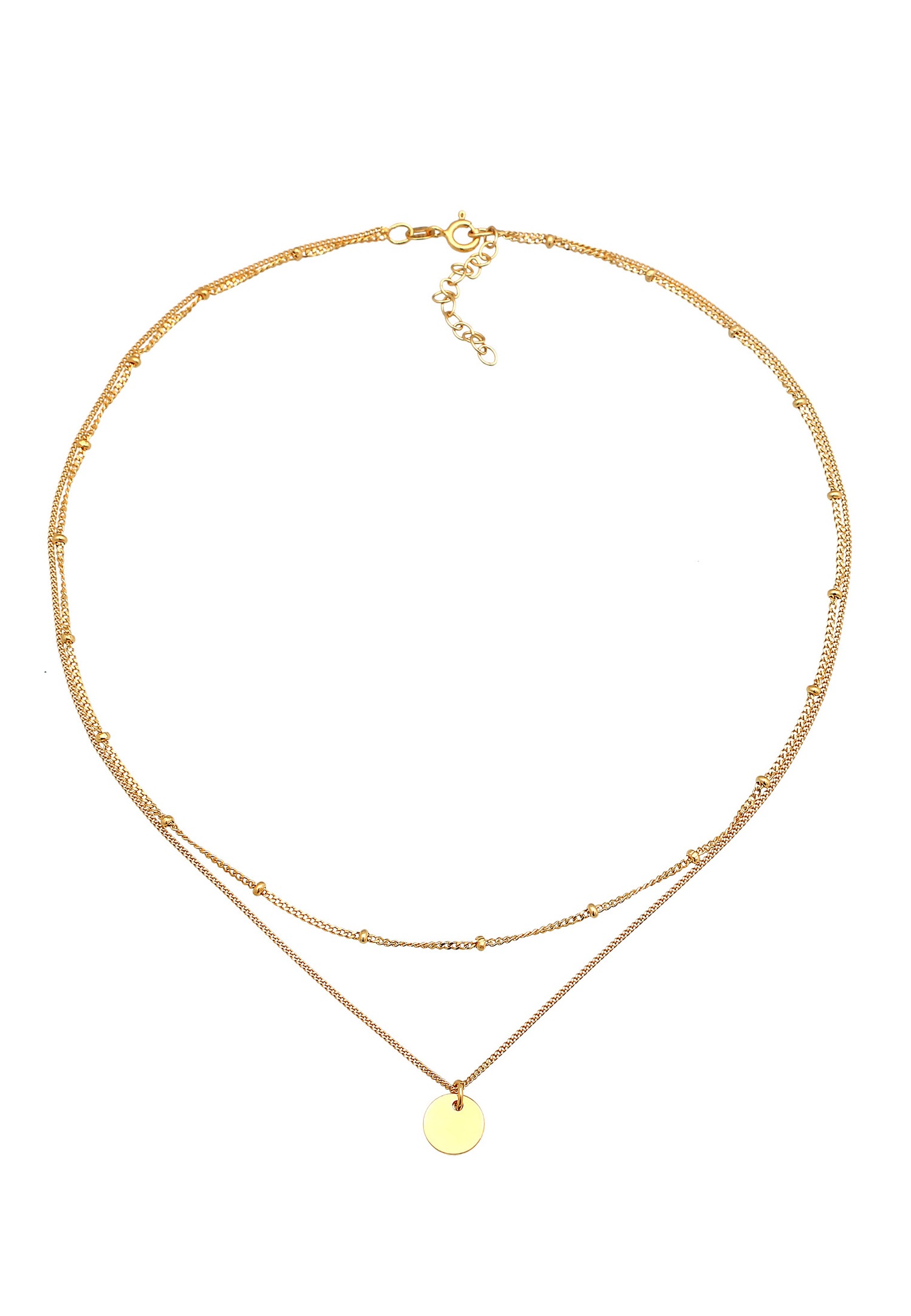 Elli Femmes choker couches plaquettes en argent sterling 925 plaqué or