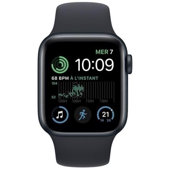 Apple Watch (Serie SE) 2022 GPS 44 mm - Aluminio Midnight - Correa deportiva negra - Reacondicionado - Excelente estado