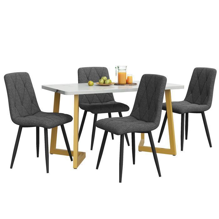 Set da pranzo con piano rinforzato (tavolo da pranzo 117×68 cm con 4 sedie), tavolo da pranzo rettangolare