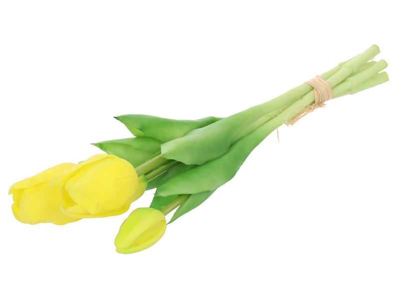 Bukiet tulipanów 28 cm 5 szt. gumowane żółte