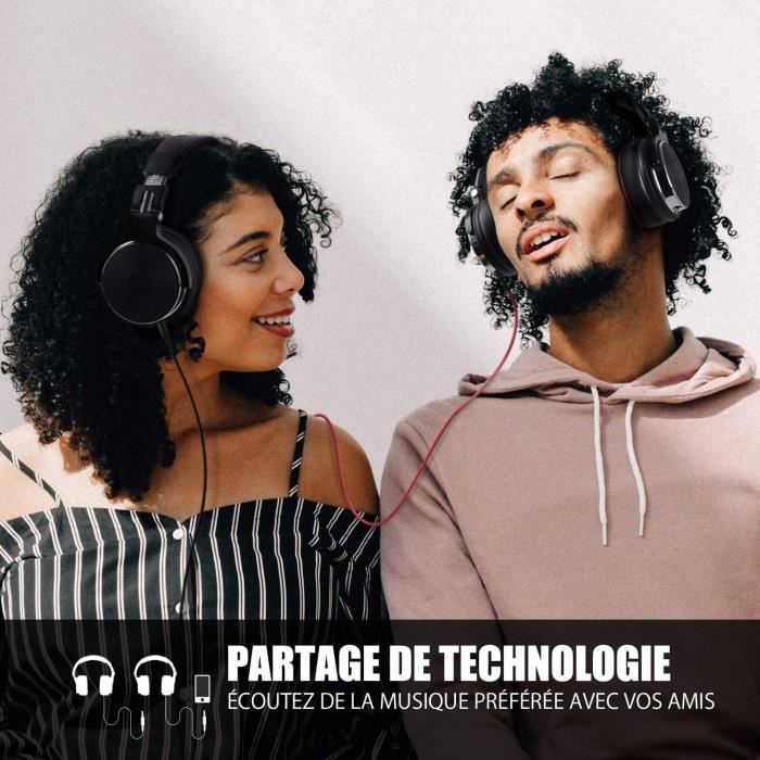 Pro50 gesloten DJ-hoofdtelefoon, OneOdio Hi-Fi-hoofdtelefoon, bedrade computerhoofdtelefoon met 50 mm drivers (zwart)