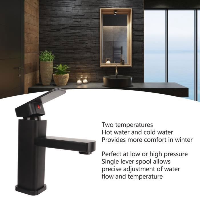 Grifo de baño - Monomando - Acero inoxidable - Agua caliente y fría - Triple acabado