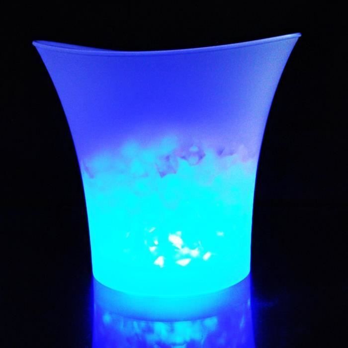 Wine cooler, multicolor new 5L waterproof plastic LED ice bucket, color-coded LED light for bars and nightclubs - Blue #D