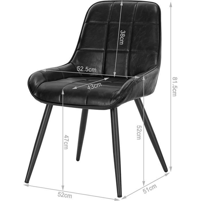 Juego de 4 sillas de comedor WOLTU, sillas de polipiel escandinavas, sillas de recepción, negras W0ATT0025-4