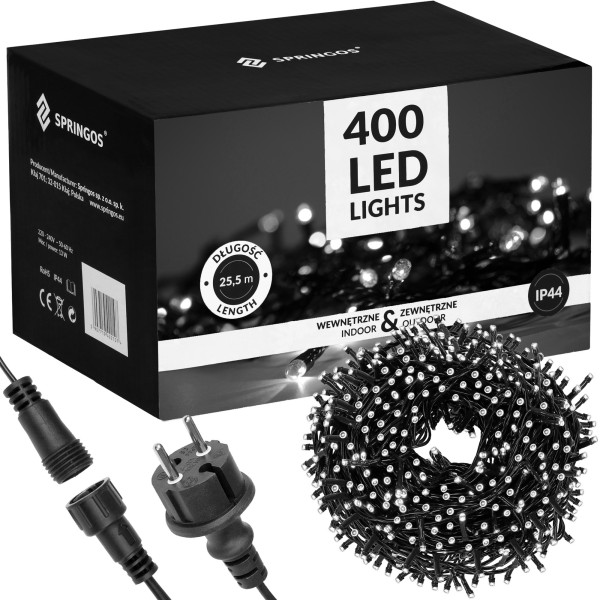 Lampki choinkowe 400 led biały zimny 33,5 m IP44