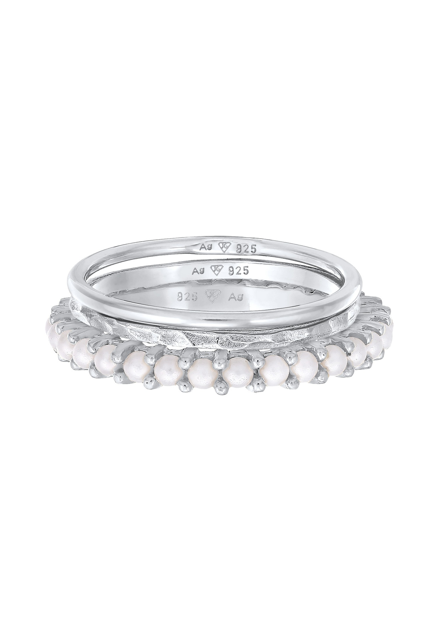 Elli Femmes pile set de 3 perles de verre en argent sterling 925 plaqué or