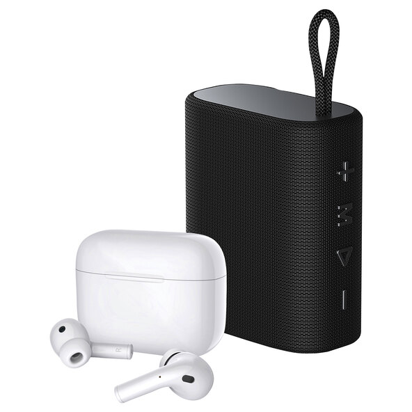 Ακουστικά μέσα στο αυτί και ηχείο Bluetooth, μαύρα