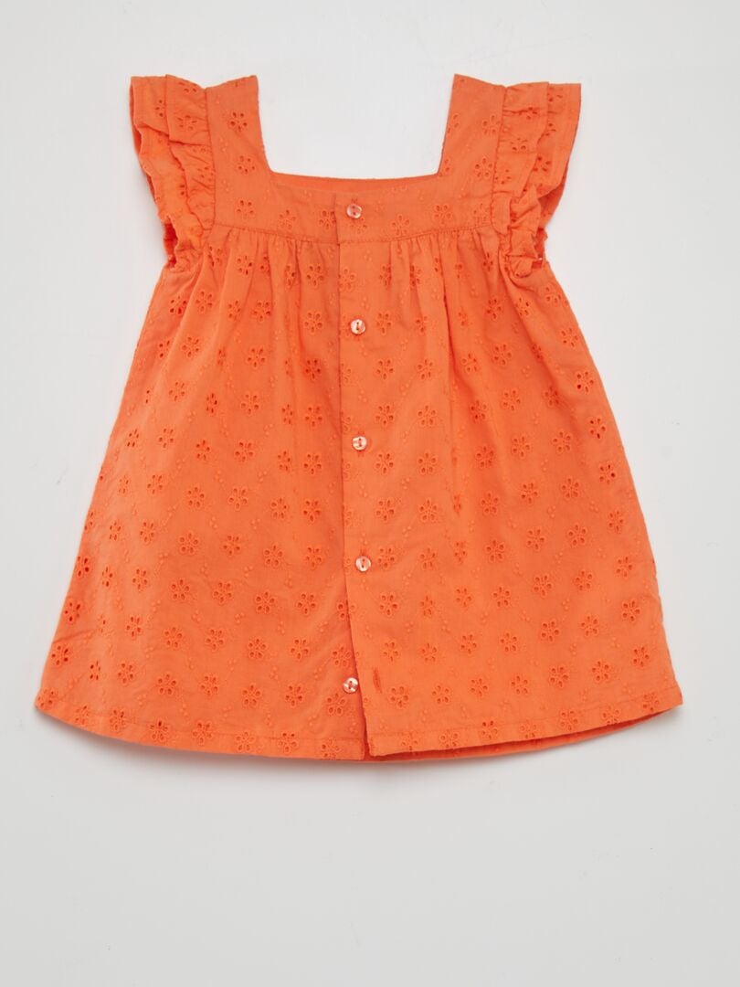 Jurk met Engelse steken - ROZE