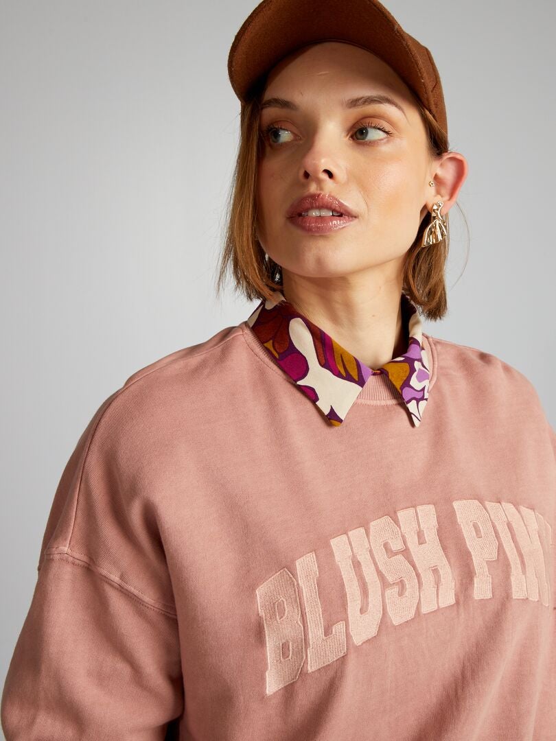 Moletom em tecido fleece desbotado - ROSA