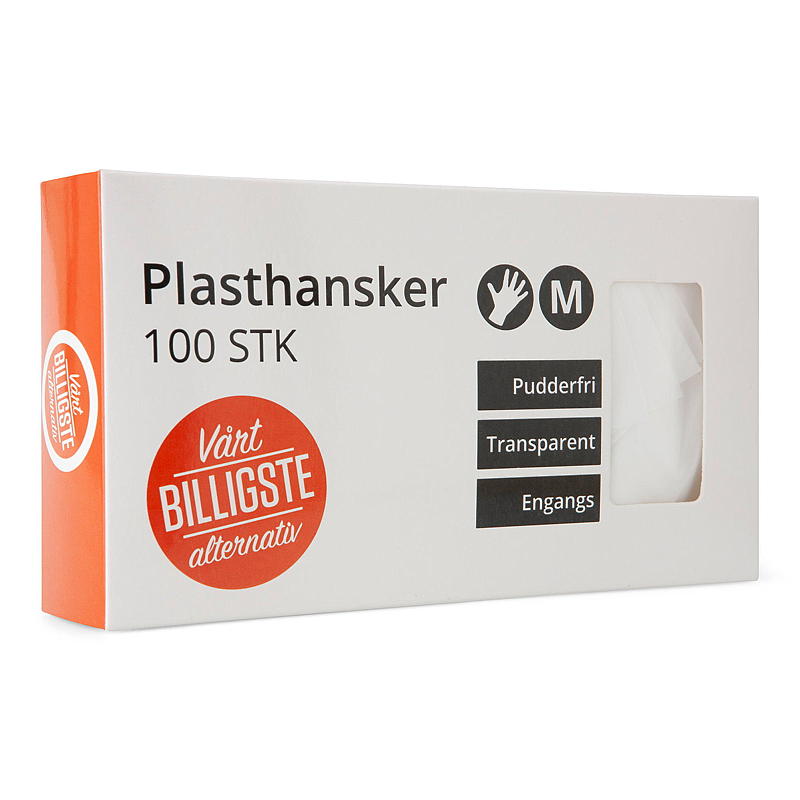 Mjuka engångshandskar 100 st., plast