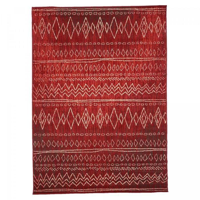 Tapis berbère 140x200 tissé motifs tribaux LYN1 BERBI rouge