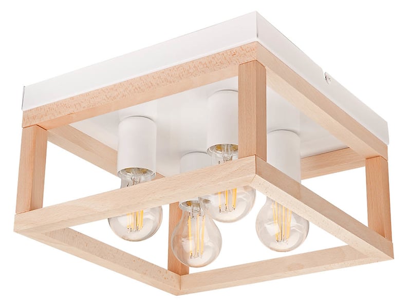 Lampa sufitowa Villy 4-punktowa drewniana beżowo-biała