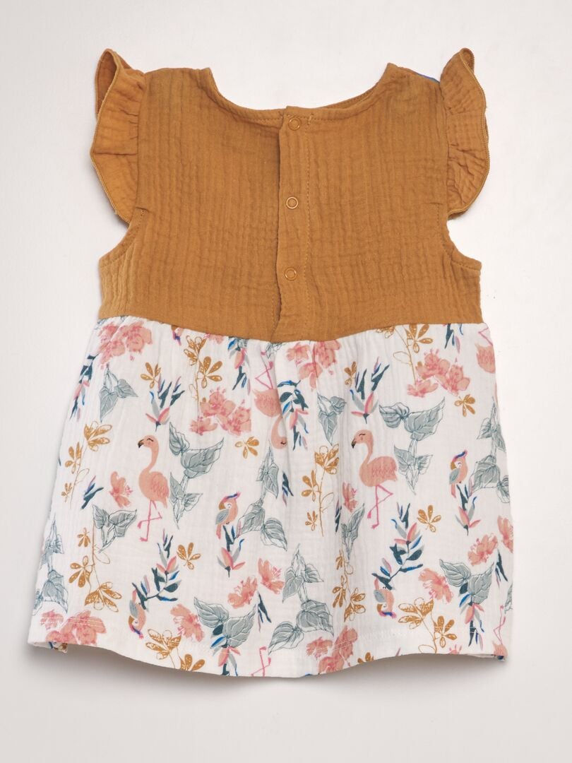 Jurk van katoenen gaas + culottes - ORANJE