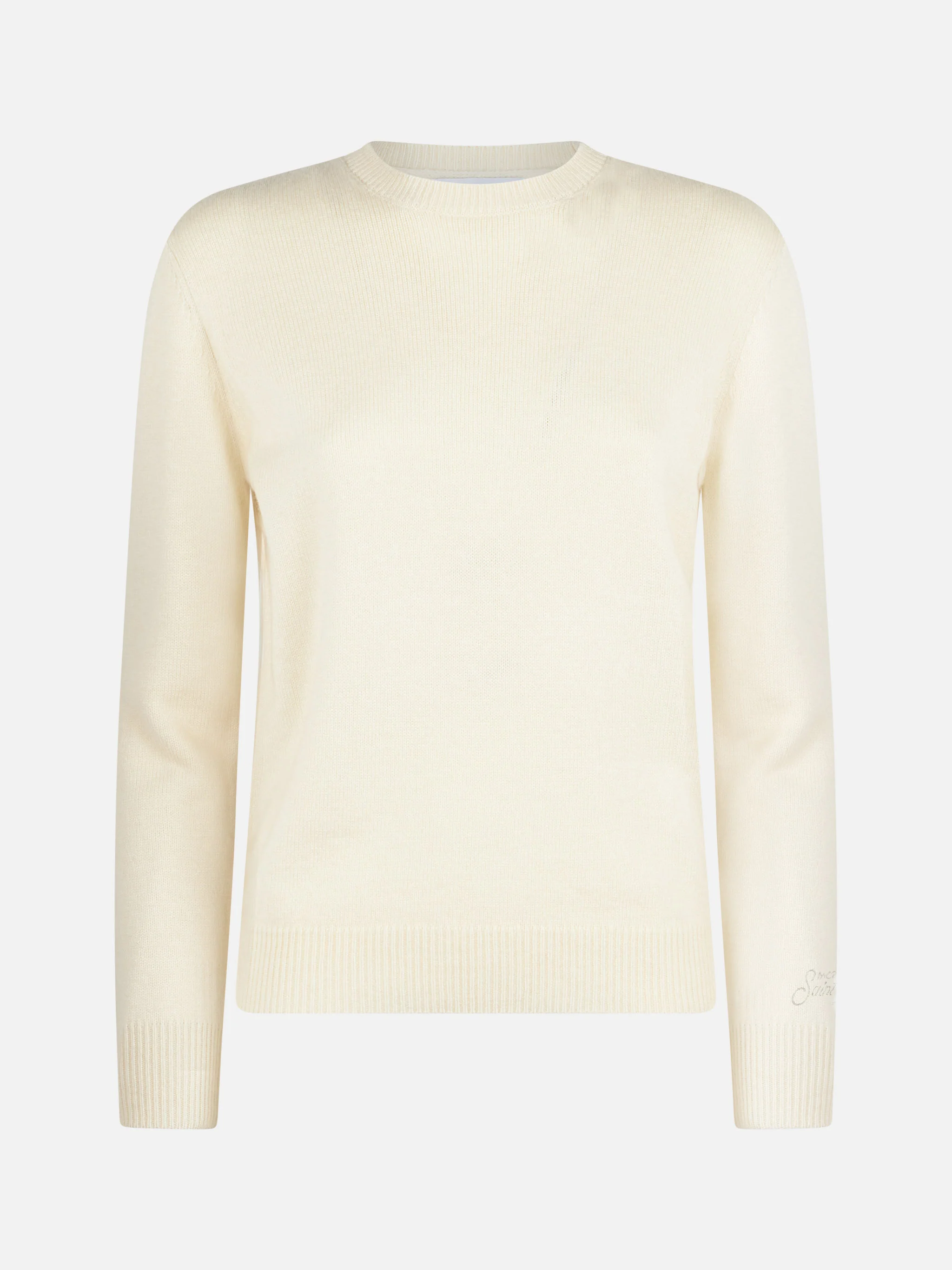Jersey de cachemir puro color blanco crema para mujer de Sorbonne