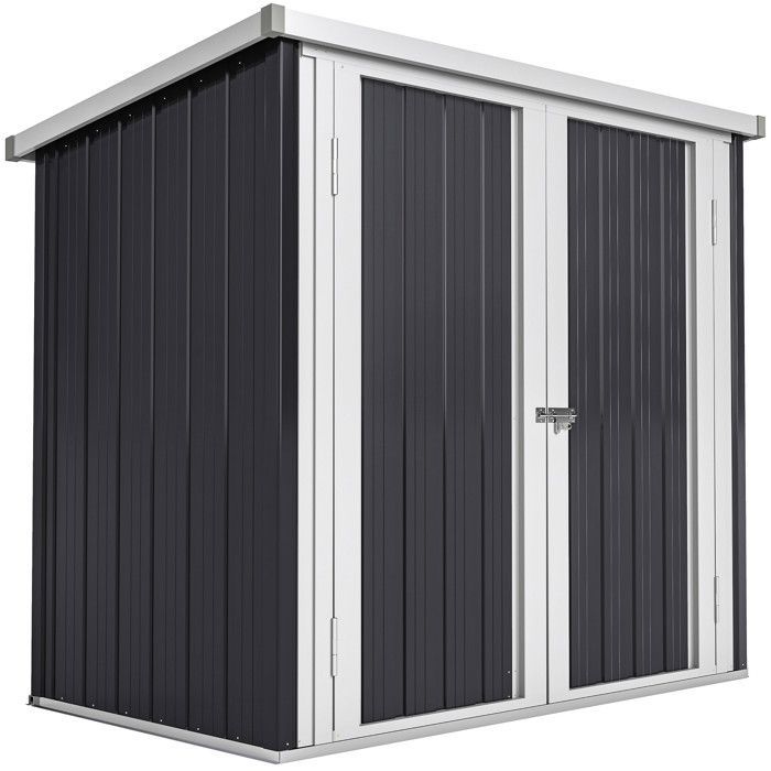 Caseta/cabaña de jardín - Outsunny - 1,09 m² para almacenamiento de herramientas, 2 puertas con cerradura - chapa de acero - 147x86x134cm - blanco y negro