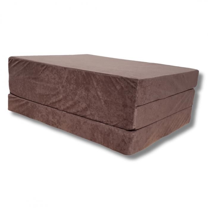 Colchão futon dobrável 195x65x8 cm - NATALIA SPZOO - 65x195 cm, 8 cm de espessura - Marrom escuro - Espuma - Firme - Solteiro