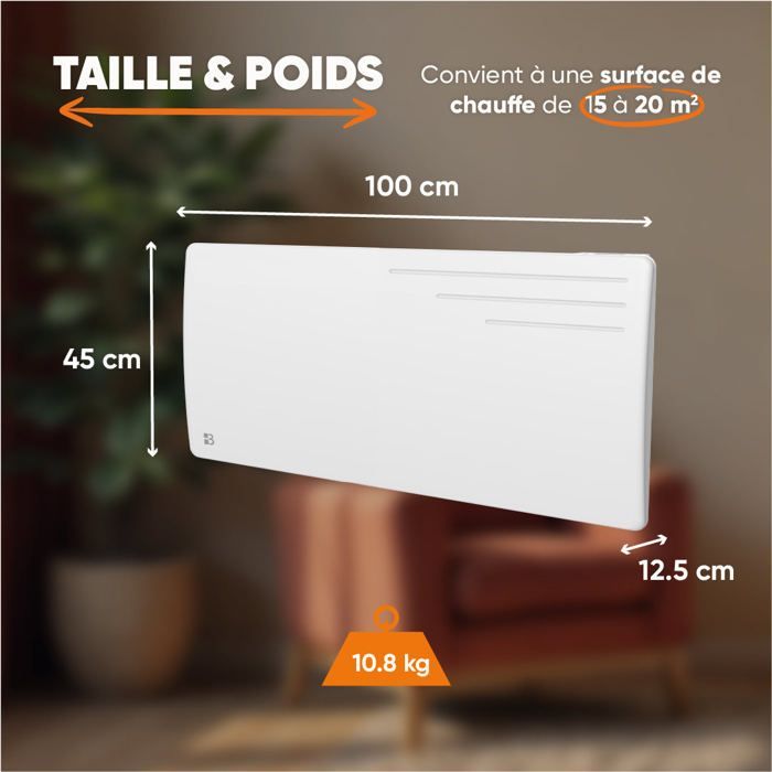 BESTHERM MOTU 2000W Cast Iron Dry Inertia Fixed Electric Radiator - Horizontal, White - NF