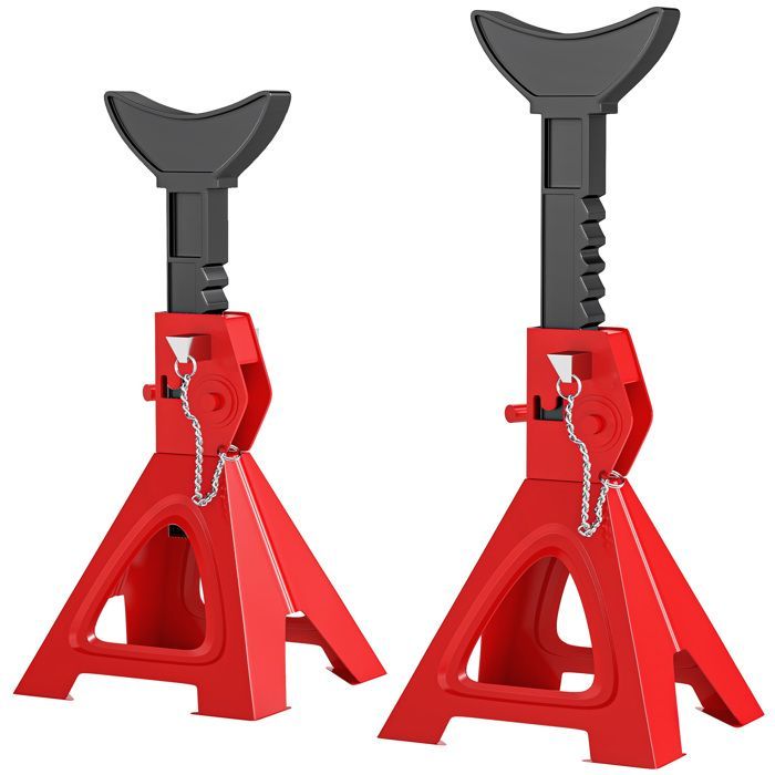 Juego de 2 soportes para gato de coche, capacidad de elevación de 3 toneladas, altura ajustable de 290 a 418 mm, pasador de seguridad rojo.