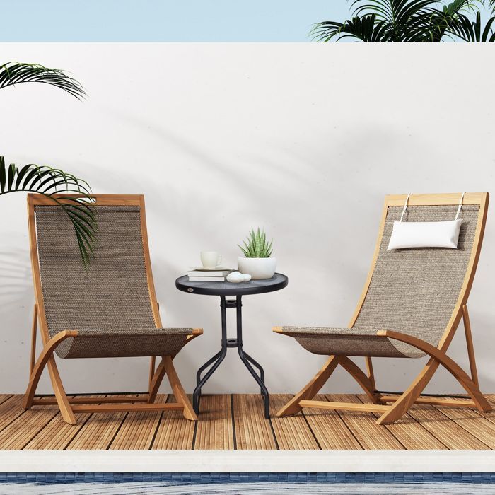 Table de Jardin Outsunny Métal 60 x 60 x 70 cm Noir