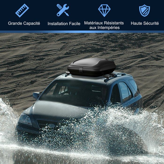 Cofre de techo rígido para coche COSTWAY - Llaves, correas, apertura lateral, impermeable, para coches con barras de techo, 250 L, negro