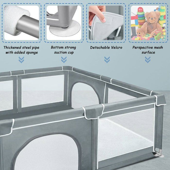Parque infantil MIPAN - Centro de actividades para niños - Para uso interior/exterior - 180 * 150 * 66 cm - Gris