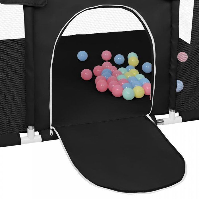Enfants Parc-MENGDA-Avec protection des coins,4 anneaux de traction,4 ventouses,50 balles-Démontable Lavable-Noir