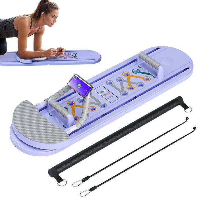 Reformer de Pilates - Tabla abdominal plegable Uverbon con rueda abdominal de rebote automático, equipo de fitness de Pilates