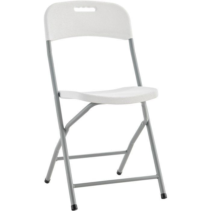Lot de 2 chaises de réception pliantes - TERRANOVA - 48x44,5xH86 cm - Structure en acier et assise en Polyéthylène PEHD - Blanc
