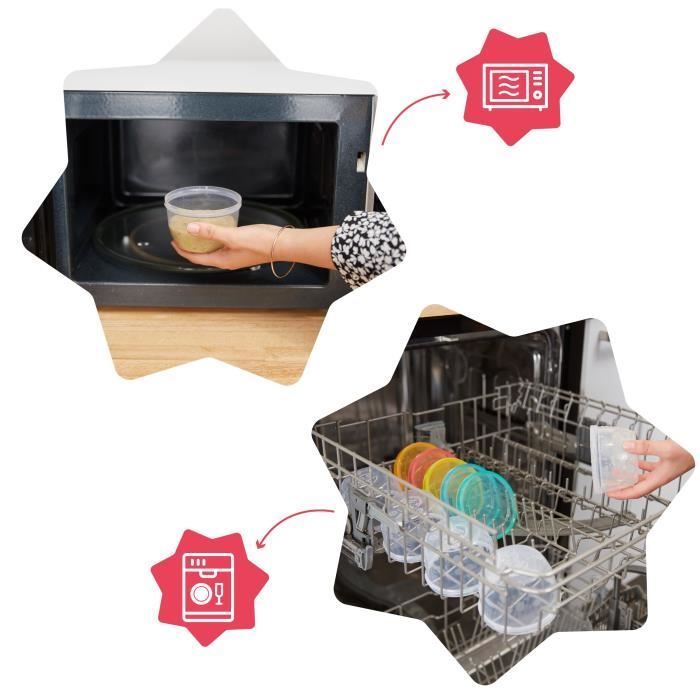 Set di 12 Badabulle Badabowls - Contenitori graduati da 250 ml - Superficie scrivibile