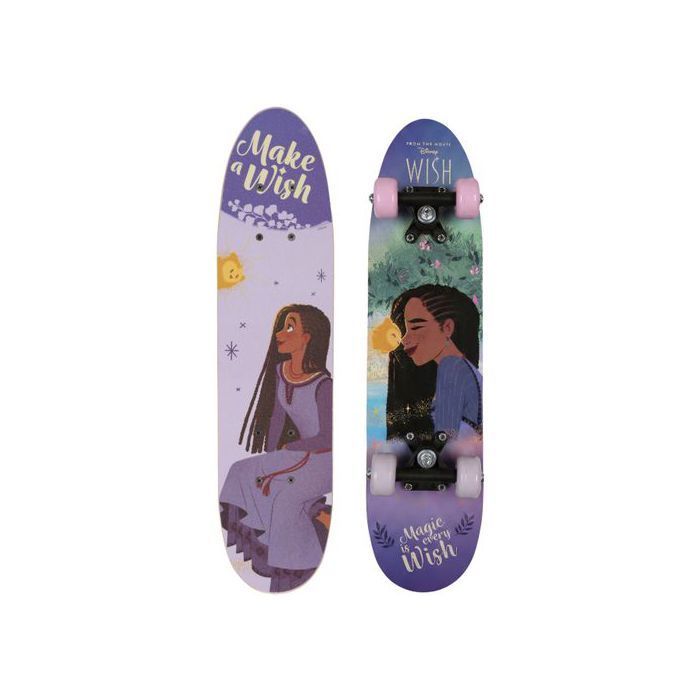 DISNEY WISH Asha Wooden Skateboard for Children, 61 cm, Non-slip, Lightweight and Stable, 20-50 kg