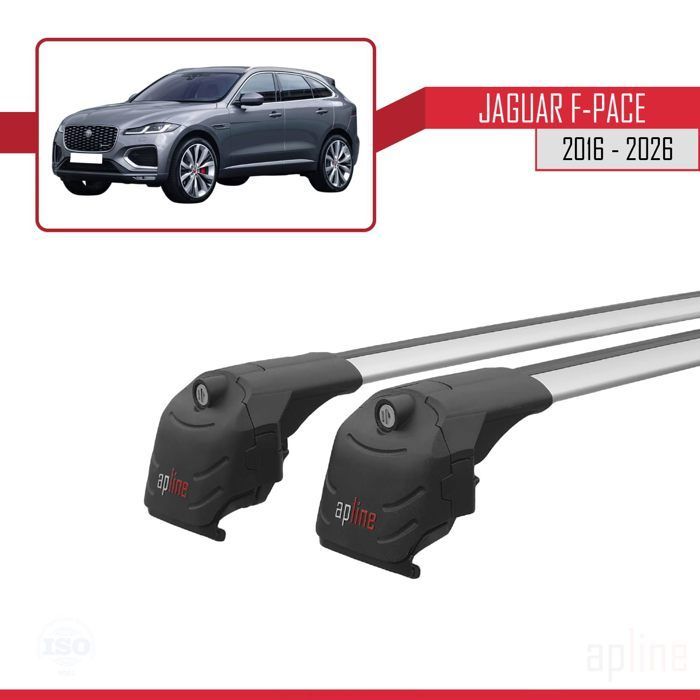 Barras de techo ACE-2 compatibles con Jaguar F-Pace (X761) 2016-2026, portaequipajes para coche, aluminio gris, 2 barras.
