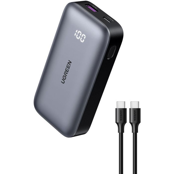 Bateria externa fina - UGREEN - 10.000 mAh - Cinza