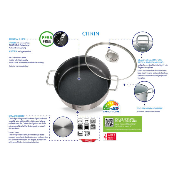 Stainless steel serving pan, 28 cm