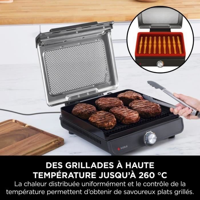 Grill et plancha NINJA - Sizzle GR101EU - Surface 34x8x13,5cm - Jusqu'à 260°C