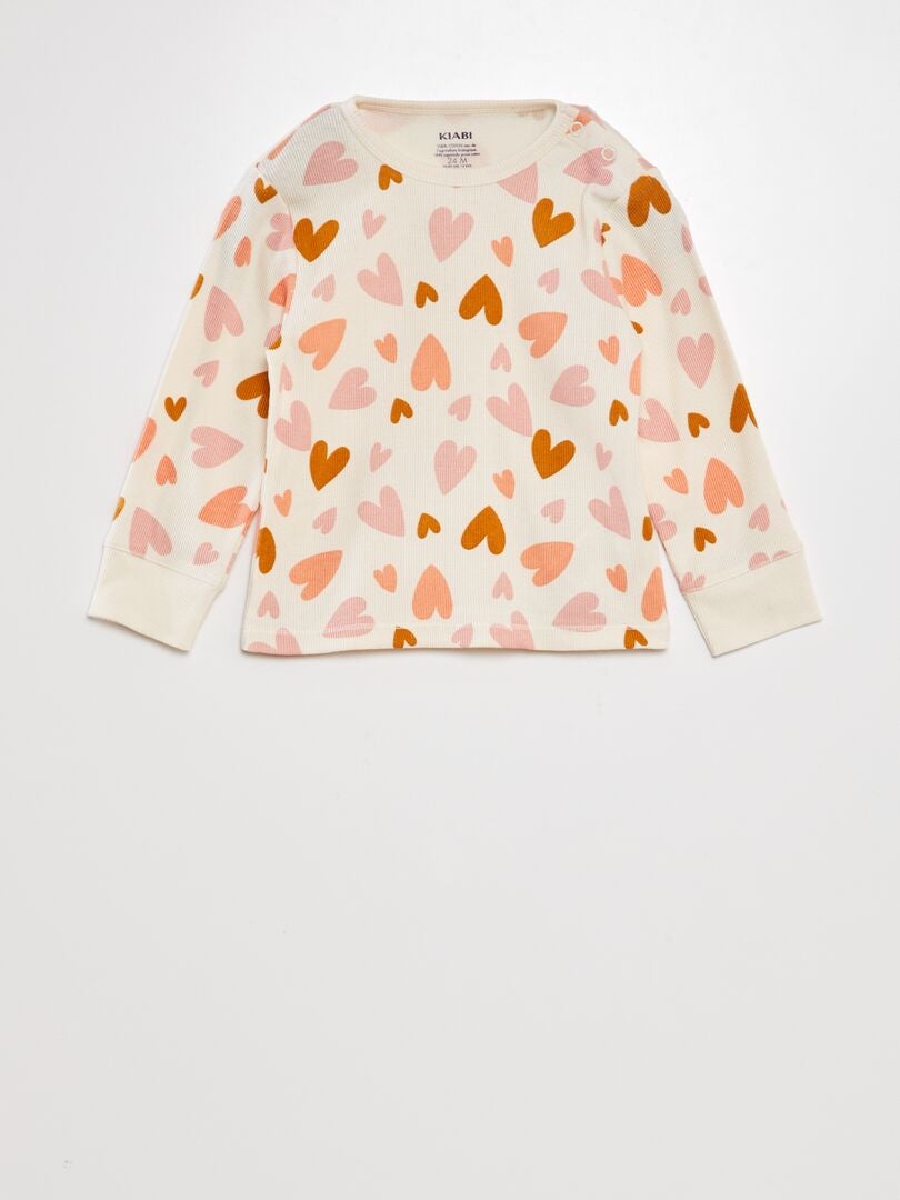 Geribbelde pyjamaset - 2-delig - BEIGE