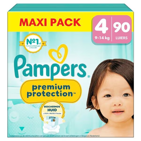 „Pampers Premium Protection“ sauskelnės, 4 dydis (9–15 kg), 90 vnt.