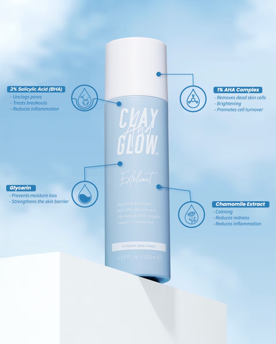 Exfoliant CLAY AND GLOW Exfoliant BHA/AHA