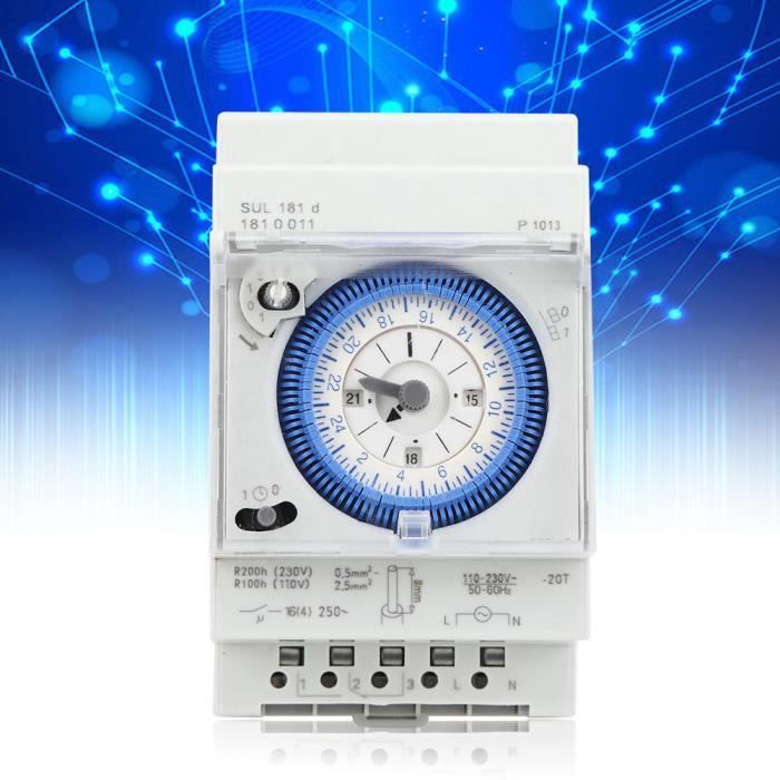 Interruptor horario programable - Mecánico - 250 V CA - 16 A - Para interiores - Listo para instalar