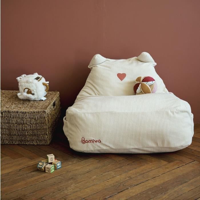 Pouf - DOMIVA - Honey Moon - Velours côtelé - Doux et moelleux - Oreilles de félin