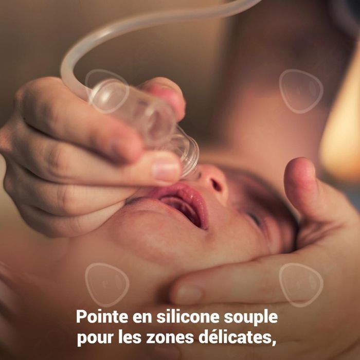 Aspirador nasal tipo C fabricado con material de PC fácil de usar, portátil y autorregulable, apto para adultos y niños.