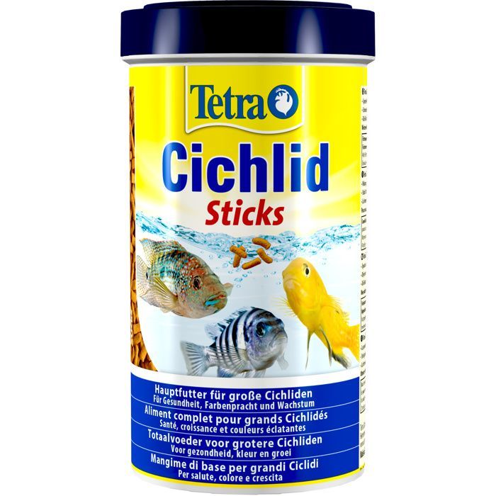 Granules pour Cichlidés - Tetra - Cichlides Sticks - Aliment complet - 500 ml - Pour poissons adultes