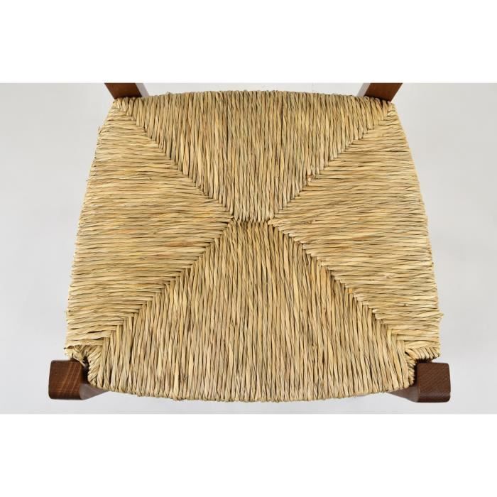 Tommychairs - Set of 2 SAVOIE kitchen chairs, sturdy beechwood frame painted in walnut color and straw seat