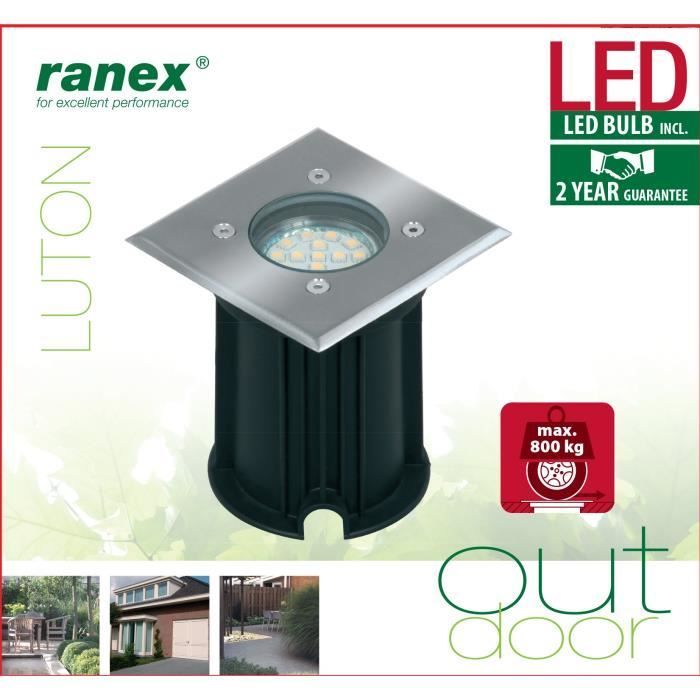 Spot extérieur LED encastrable carré Smartwares - Noir - 3W - 230 lm - Blanc chaud