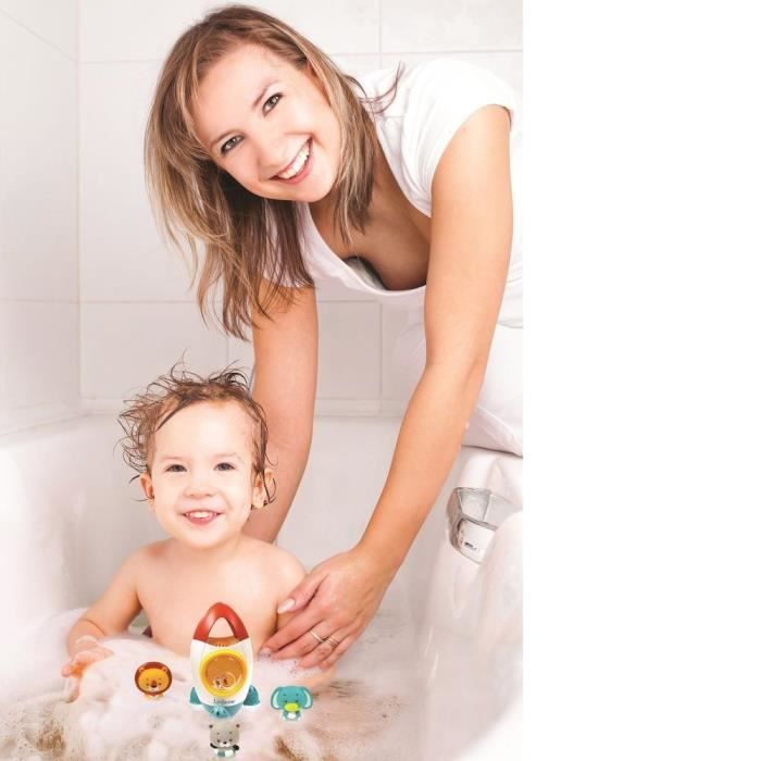 Juguete de baño con forma de cohete y 3 animales de peluche - LEXIBOOK - para niños de 18 meses en adelante - chorros de agua giratorios